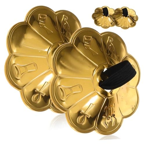 BESPORTBLE Finger Cymbals Copper Lightweight and Easy to Hold Hand Percussion Instrument 2 Pairs for Belly Dance for Dancers and Music Festivals