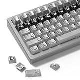 Typehaven PBT Keycaps with Metal Paint, Janese Style 112-Key Black/Silver Custom Keycap Set dye Sublimation,Cherry Profile Key caps for 61/64/66/68/75/84/87 MX Switches Mechanical Keyboards