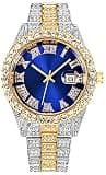 SENRUD Unisex Crystal Fashion Diamond Watch - Mens Womens Full Iced-Out Luxury Bracelet (Blue)