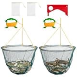 DONQL Double Ring Crab Trap, Small Collapsible Crab Nets with 39ft Rope, Built‑in Weight, Bait Bag, Ruler, Portable Crabbing Equipment Pots for Dock & Pier Crabbing Blue Crabs Dungeness Rock