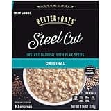 2 pack Better Oats, Steel Cut Classic Instant Oatmeal With Flax, 10 Ct Box