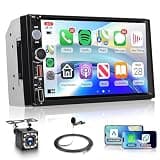KYNNT 7 Inch Double Din Car Stereo, Wireless CarPlay Android Auto, 2 Din Touch Screen Radio, Bluetooth Stereo, AHD Backup Camera, Mirror Link, FM EQ SWC, Type-C USB Fast Charging, Video Playback