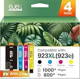 ejet Compatible Ink Replacement for HP 923 Ink Cartridges Compatible with HP 923XL Ink Cartridges Combo Pack Use with OfficeJet Pro 8130e 8120e 8135e 8125e 8138e 8139e, Black and Color 4 Pack