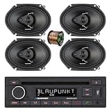 Blaupunkt Milano 200 BT Single Din USB Bluetooth AM/FM CD Stereo Receiver, 4X 6x8 60 Watt Max 3-Way Car Audio Speakers w/Wire