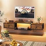 Snughome Floating TV Stand with Power Outlet 55", Wall Mounted Entertainment Center with LED Lights, Floating TV Shelf with Drawer, Wall Mounted Media Console Shelf for Living Room, Bedroom