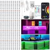 maylit 10 PCS 20In Smart RGB Under Cabinet Lights Kit, Work with Alexa and Google Assistant, App and Remote Control, Music Sync Color Changing, Timer, Dimmable, for Cabinet, Counter, Shelf, Bookcase