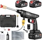 Cordless Pressure Washer 21V x2 Batteries, Cordless Power Washer Battery Powered, Portable Pressure Washer w/ 6-in-1 Nozzle, Soap Container, Charger Included