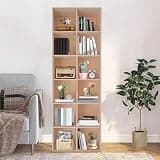 XIJIE 12-Cube Bookcase, 2-Tier Cube Storage Shelf Bookshelf, Load-Bearing Display Shelf for Living Room Bedroom Study Home Decor, Open Storage Organizer (Wood Color)