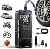 Tire Inflator Portable Air Compressor, 150 PSI Cordless Air Pump for Car Tires with Digital Pressure Gauge, Auto-Shutoff, LED Light, 12V Rechargeable Battery for Motorcycle, Bike, Ball, Inflatables
