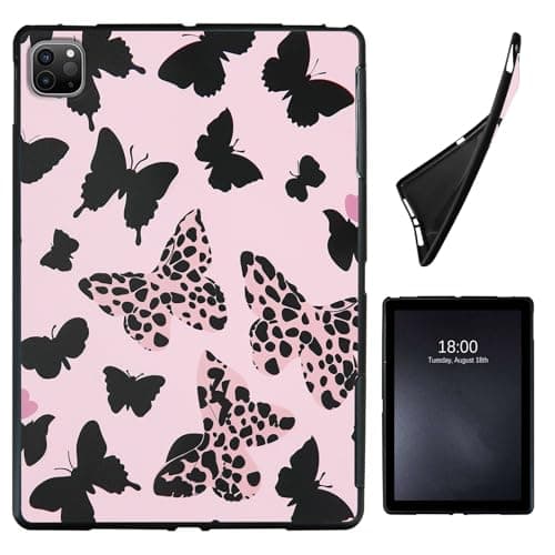 for iPad Pro 12.9 Inch Case 2022/2021/2020(6th/5th/4th Gen),Slim Soft Shockproof TPU Silicone Protective Back Shell Case for iPad Pro 12.9 inch, Leopard & Butterfly Pink