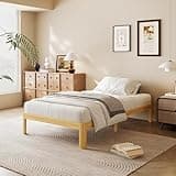 COMASACH 12 Inch Twin XL Wood Platform Bed,Mid-Century Wood Bed Frame Twin XL Size, No Box Spring Needed, Natural Finish, Easy Assembly