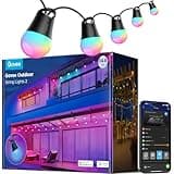 Govee Smart Outdoor String Lights 2, 144ft Outdoor Lights with Dimmable Warm White LED Bulbs, 47 Scene Modes for Patio, Backyard, Balcony, IP65 Waterproof, Works with Alexa, App Control