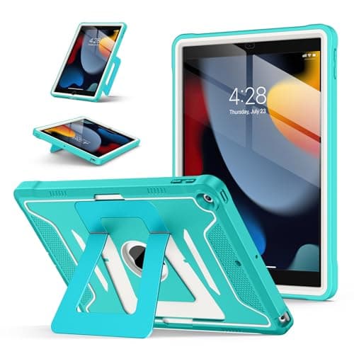 Soke Case for iPad 9th/8th/7th Generation 10.2-Inch (2021/2020/2019 Release), with Screen Protector and Multi-Angle Kickstand, Rugged Full Body Heavy Duty Protective Cover - MarrsGreen White