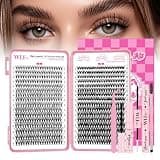 WLFRHD Lash Clusters Kit 640Pcs Eyelash Clusters Kit D Curl Wispy Cluster Lashes Kit 30D+40D Lashes Clusters Kit With Bond and Seal Remover Tweezers Brush 9-16mm for DIY Home