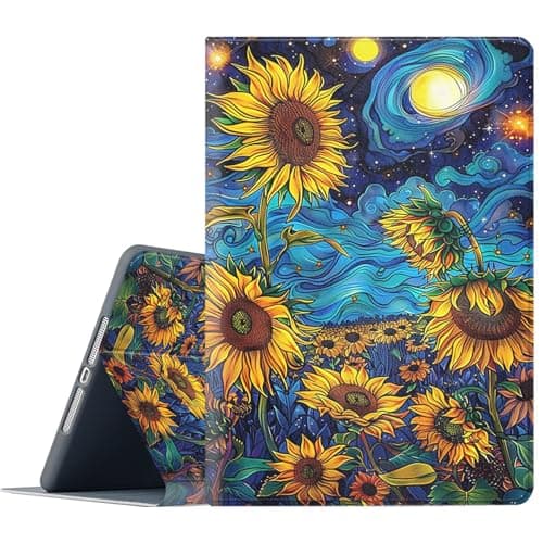 FGDRFGRW Case for 7" Kindle Paperwhite (12th Gen 2024) and Kindle Colorsoft Signature Edition,Adjustable Stand Auto Wake/Sleep Function Full Body Protection Cover - Van Gogh Sunflower Starry Night