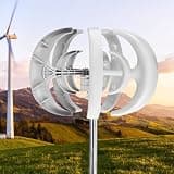 10000W 24V Vertical Wind Turbine Generator - 5-Blade High Efficiency Wind Power System, Eco-Friendly White Renewable Energy Solution for Home, Street Lighting, Boats & Cabins