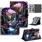 RWUTYTIUL for Walmart Onn 8 Inch 2024 (Model:100135923) Universal Tablet Case, 360 Degree Rotating Kickstand Protective Stand Case with Multiple Viewing PU Leather Shell Case, Purple Mountains