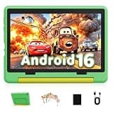 Gleeso Android 16 Kids Tablet, 24GB RAM 64GB ROM Tablet for Kids Toddler Children, 6000mAh Battery, Parental Control, Kids Mode, GMS Certified, 10 Inch Kids Tablet with Case, Dual Camera, Gift, Green