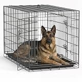 FDW Extra Large Dog Crate Dog Kennel Cage with Double Door,48 inch Folding Metal Wire Dog Cage with Removable Tray&Divider Panel,Pet Crate for Large Dogs,Black