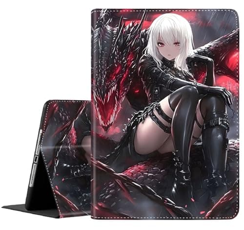 Case for Samsung Galaxy Tab S10 Lite/ S10 FE 2025/ S9 FE 10.9 Inch/ S9 11 Inch 2023, Slim Folding Stand Cover with Auto Wake/Sleep for Galaxy Tab S10 Lite, Anime Girl and Red Dragon