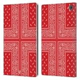 Head Case Designs Cross Red Classic Paisley Bandana Leather Wallet Case Compatible with Amazon Fire Max 11 2023
