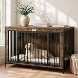 FurnPulse XL Dog Crate Furniture 48'' | Extra Large Heavy Duty Anti-Chew Dog Kennel | Rustic Wooden Entertainment Center & TV Stand with 350LB Top Capacity | Escape Proof Double Door Pet House