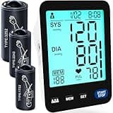 Blood Pressure Monitor for Home Use 3 Cuff S/M/L/XL Automatic Upper Arm BP Machine Adjustable Size Cuffs Large LCD Digital Display Black 3X199 Memory Fit Teens &Adult All Body Types