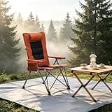 GENTERUN 5-Position Reclining Camping Chair, Heavy Duty 264LBS Folding Outdoor Chair with Side Pocket & Carry Bag for Beach Patio Lawn, Orange
