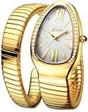 MASTOP , Bangle Watches, Watches for Women, Snakehead dial, Dress Watch, Women's Dressing Snake Bangle Bracelet, Unique Design (Gold Diamond)