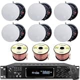 Technical Pro Home Theater Sound System Kit - 7.2 Channel 1500 Watts Bluetooth Amplifier w/ 6 QTY of 8" Frameless Ceiling Speakers 300 W Each, 300 ft Speaker Wire & Remote for Home, Office, Restaurant