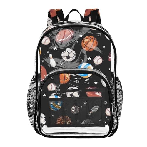 UWSG Clear Backpack for School Ball Transparent Bookbag Heavy Duty See Through Backpack for Kids Boy Girl Adult School Work