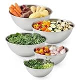 HAMMER IRON ALLEY 5PCS Stainless Steel Mixing Bowls, HIA Silver Metal Mixing Bowl Set for Prepping Mixing Baking Cooking and Serving Food, Nesting Design, Dishwasher Safe