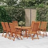 NKOPPFG Solid Eucalyptus Wood Folding Garden Armchairs with Adjustable Backrest in 5 Positions, Set of 8 for Patio Terrace