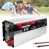 VTCMKAZYT Power Inverter 1000W 1500W 2000W 3000W 12V/24VDC to 110V/220V AC Pure sine Wave Converter with 2 Outlets 6 USB(24Vto110V,2000W)