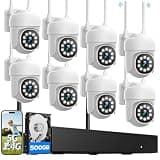 Home Security Camera System, CAMCAMP 24/7 Recording Security Cameras Wireless Outdoor 16CH NVR PTZ 355° View 2.4G& 5G WiFi Auto Human Tracking 2MP Smart Color Night Vision for CCTV Surveillance Kit(8)