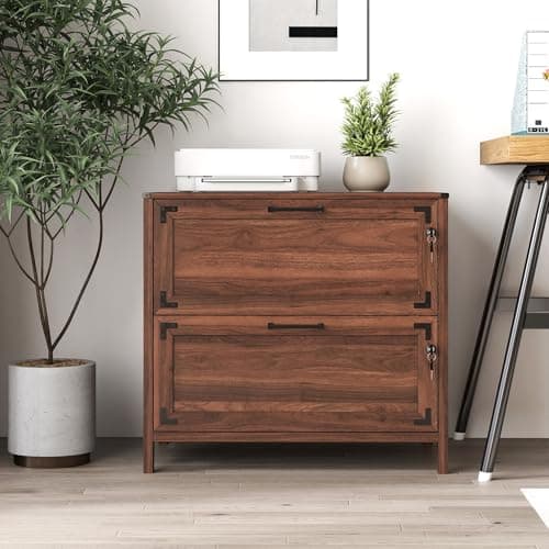 Two Drawer Filing Cabinets with Lock,Farmhouse Vertical Filing Cabinet Fits Letter and A4 Size,Document Storage for Home Office, Living Room, Hallway