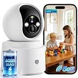 Noonkey Battery Powered Wireless Indoor Security Camera, 4MP HD Pan/Tilt Pet Camera w/ 6000mAh Rechargeable, 5G&2.4G WiFi 6,Motion Detection, Color Night Vision, 2-Way Talk, Home/Pet/Baby Monitoring