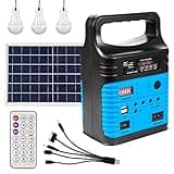 Portable Power Station,Solar Generator with Panels included,LiFePO4 Battery Pack Small Solar Powered Generator with DC/USB Outlets,LED Flashlight for Home Use,Outdoor Camping Quiet(Blue)