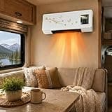 Multifunctional Air Conditioner Fan, Wall Mounted Heater Fan Combo, 2-in-1 1800W Portable Heating and Cooling System, Quiet Ductless AC Space Heater with Remote for RV Bathroom Bedroom(Yellow)