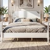 Mid Century Spindle Wood Bed Frame, King White Platform Bed Frames with 53.5" Tall Headboard, 12-Slat Support Traditional Spindle Post Beds, 7.5" Under Bed Storage, (White, King, 53.5"H)