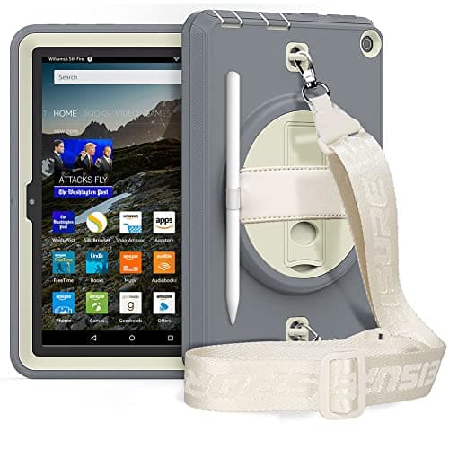 New Kindle Fire HD 8/8 Plus Tablet Case with 360 Degree Swivel Stand Carrying Strap Children's Ebook Cover