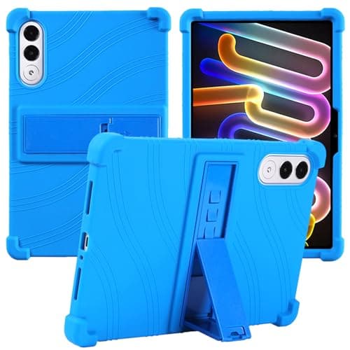 Caweet Case for Lenovo Yoga Tab 11 Inch 2025, Heavy Duty Shockproof Full-Protection Adjustable Stand Silicone Cover, Blue