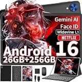 Android tablet, 2026 10 inch Android 16 tablet with keyboard, 26GB+256GB+2TB Expand, AI Tablet with Gemini, 8-Core, 8000mAh, 5G WiFi, GPS, GMS, Electronics Tablets with Case/Mouse/Stylus(Black Case)