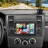 7'' Double Din Car Radio for Nissan Versa 2007 2008 2009 2010 2011 with Wireless Carplay Android Auto, Car Stereo Audio Receiver with GPS Bluetooth WiFi AHD Backup Camera SWC FM Radio Receiver