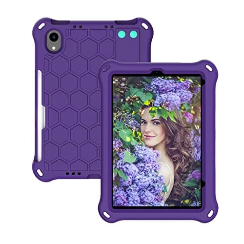 FortisShield for iPad mini 6 Shockproof Tablet EVA Cover with Shoulder Strap and Hand Strap Dropproof Stand Tablet Case(Purper+Aqua)