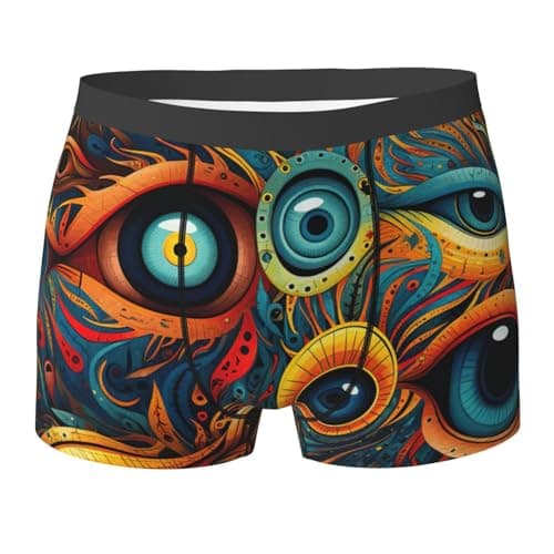 Pyjwyfmy Eyes Print Men'S Boxer Briefs, Breathable Comfortable Mens Underwear With Soft Stretch Fabric Black