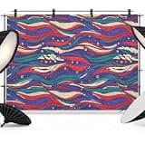 Red Green Purple Moire Backdrop 7x5ft Modern Abstract Geometric Photography Backdrop Fabric Photoshoot Background Tapestry Banner for Birthday Baby Shower Decoration Party Video Photo Studio Props