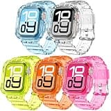 DABAOZA 5 Packs Clear Crystal Neon Bands Compatible Apple Watch 45/44mm