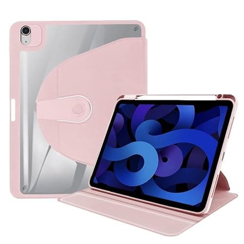 FGIONMRP Case for iPad 10.2 2019/2020/2021,360° Rotating Stand Smart Tablet Cover,Hard PC Back Shell Slim Folio,Auto Sleep/Wake(Pink)