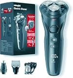 rategist 3 in 1- Electric Razor for Men: IPX7 Waterproof Electric Shavers for Men - One Touch Acceleration, Professional Results at Home - 4D Floating Blades, Travel Grooming Kit, Metallic Black